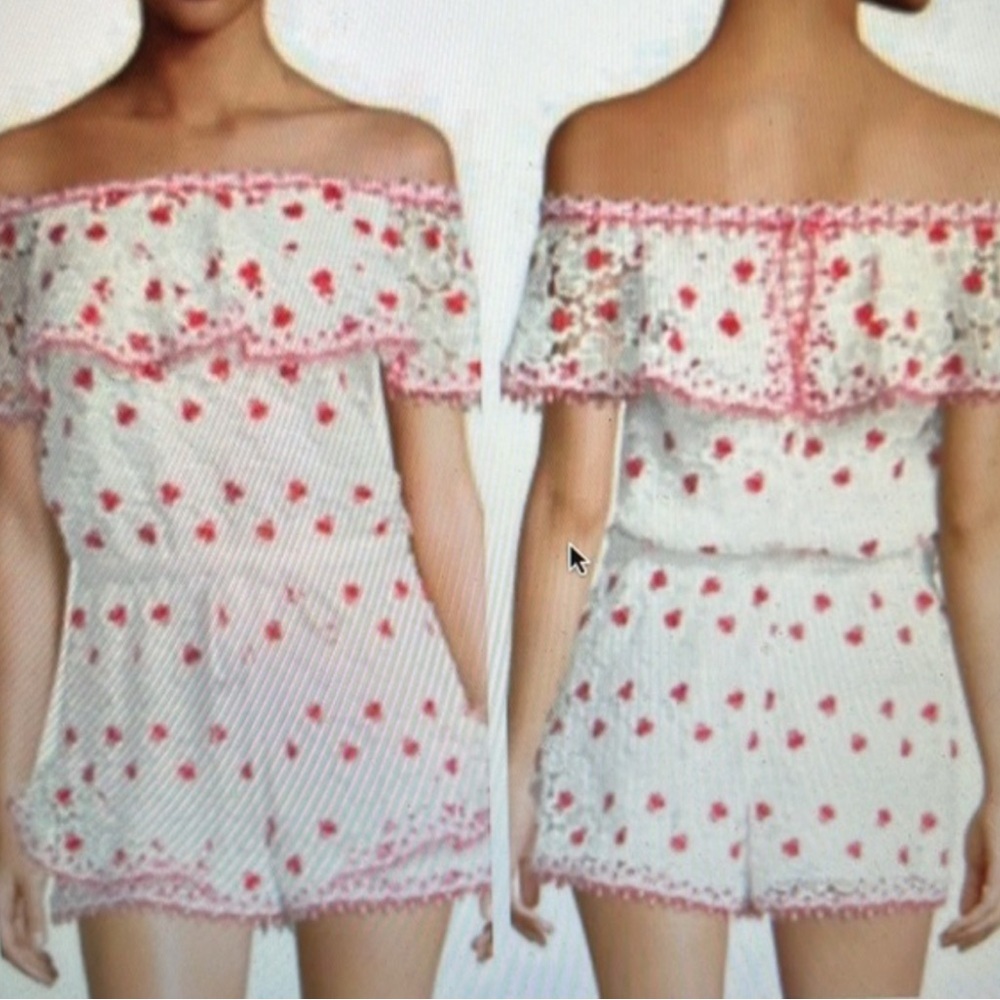 Alexis White Romper with Red Floral Embroidery L - Picture 2 of 10